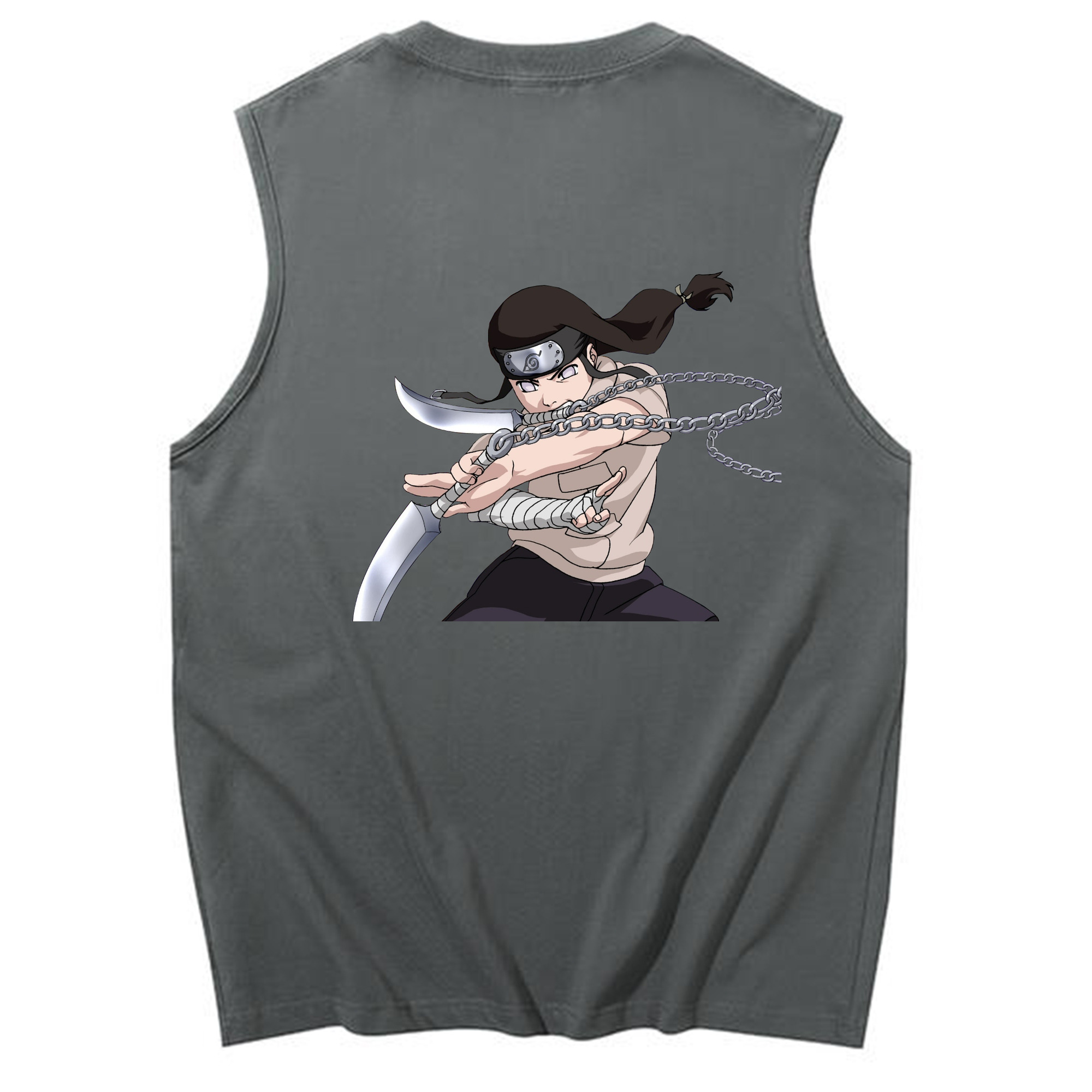 （画像用） NARUTO -ナルト- 日向ネジ Hyūga Neji コットン100％タンクトップ（背面プリント）